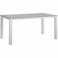 Primewir Maine Outdoor Patio Dining Table White Metal & Light Gray plywood 63 in. EEI-1508-WHI-LGR